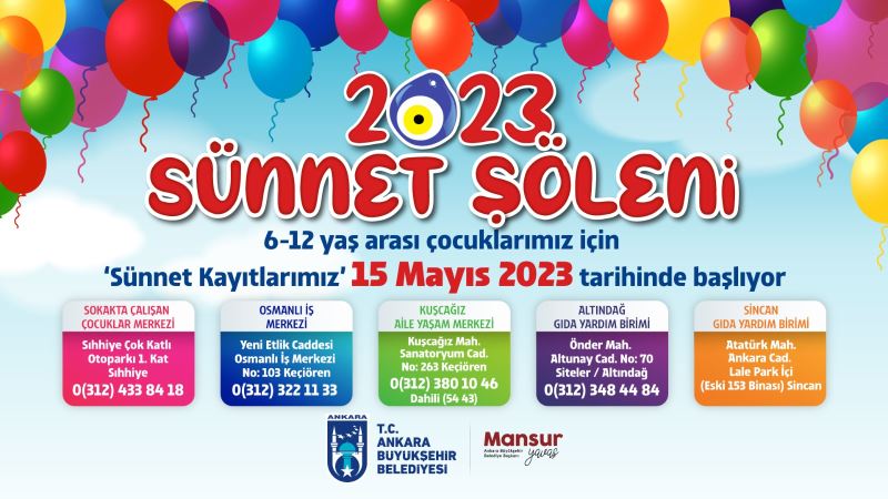 ANKARA BÜYÜKŞEHİRİN ‘TOPLU SÜNNET ŞÖLENİ’ İÇİN KAYITLAR BAŞLIYOR