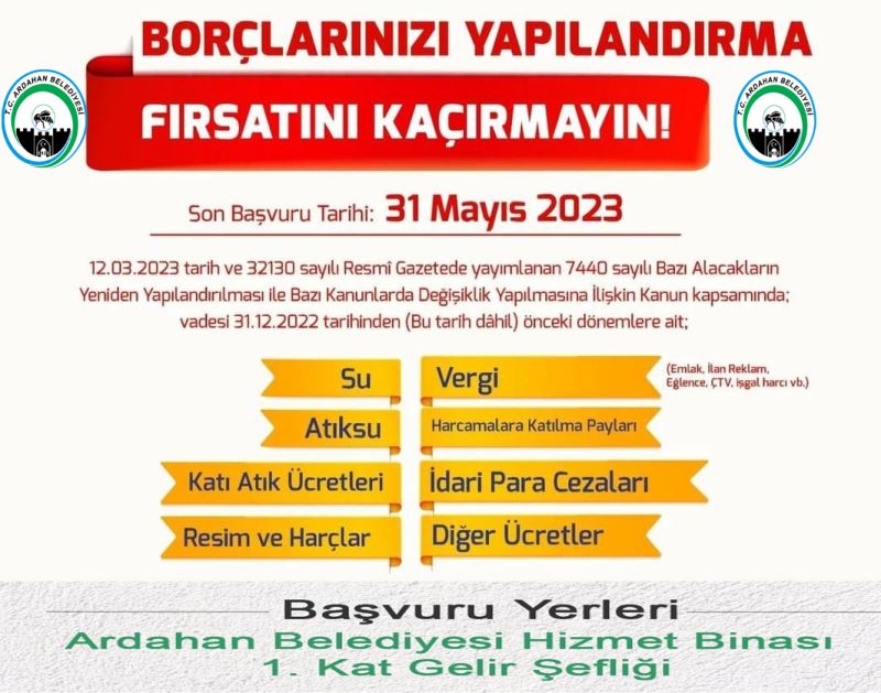 BELEDİYELERE, OLAN BORÇLARIN YAPILANDIRILMASI