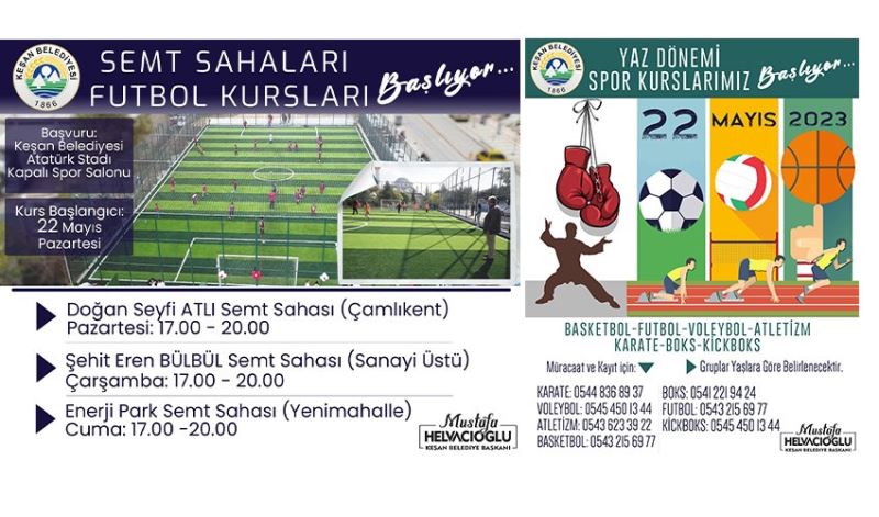 Keşan Belediyesi’nin yaz spor ve semt sahaları futbol kursları başlıyor