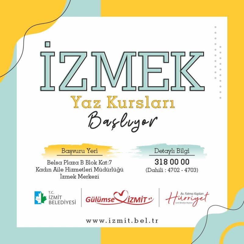 İZMEK YAZ KURSLARINA KAYITLAR DEVAM EDİYOR