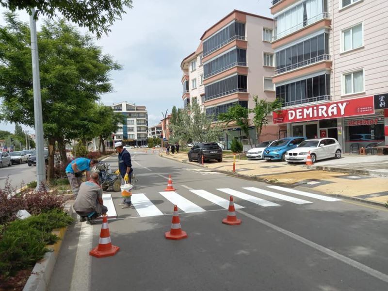 GÜVENLİ ULAŞIM İÇİN YAYA GEÇİTLERİ YENİLENDİ