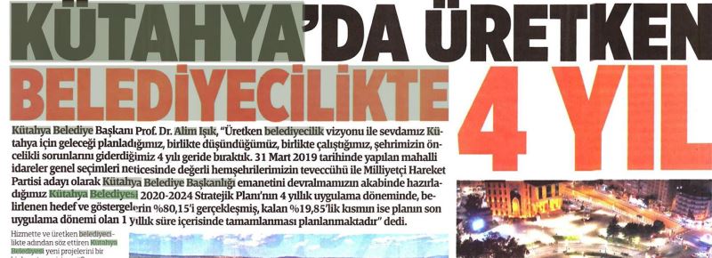 ÜRETKEN BELEDİYECİLİKTE 4 YIL