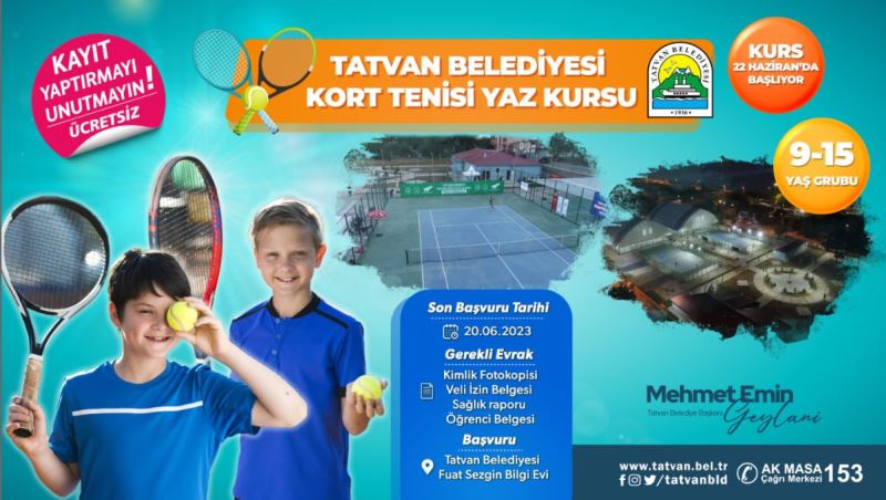 Tatvan Belediyesi Kort Tenisi Yaz Kursları Kayıtları Başladı.