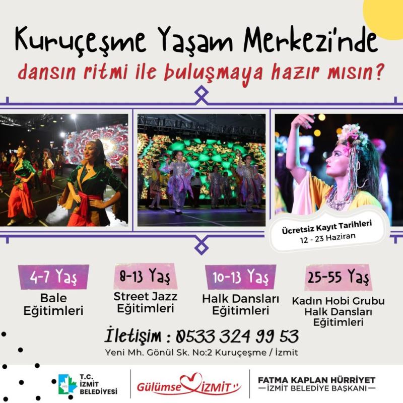 KURUÇEŞME YAŞAM MERKEZİ’NDE VERİLECEK DANS EĞİTİMLERİ İÇİN BAŞVURULAR BAŞLADI
