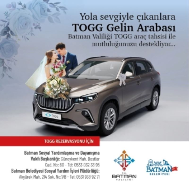 YOLA SEVGİYLE ÇIKANLARA TOGG GELİN ARABASI