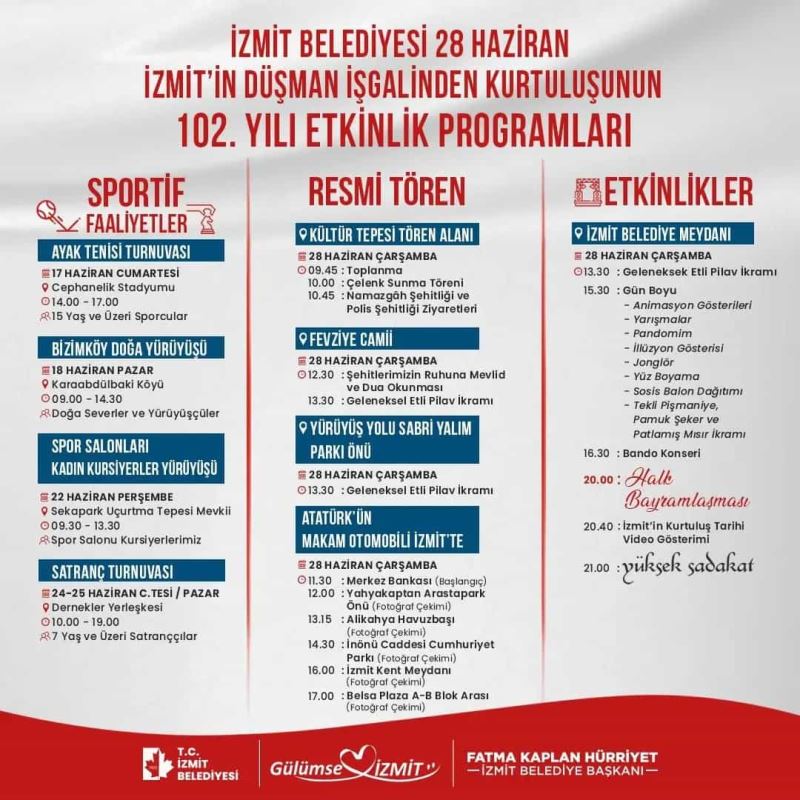 BAŞKAN HÜRRİYET, İZMİTLİLERİ ÇİFTE BAYRAM COŞKUSUNU YAŞAMAYA DAVET ETTİ