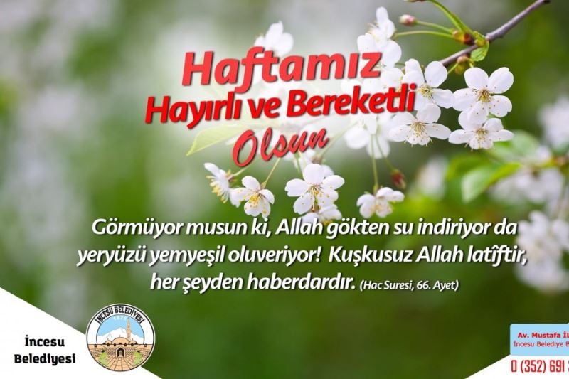 Mutlu ve huzurlu bir hafta geçirmeniz dileğiyle. #HayırlıHaftalar