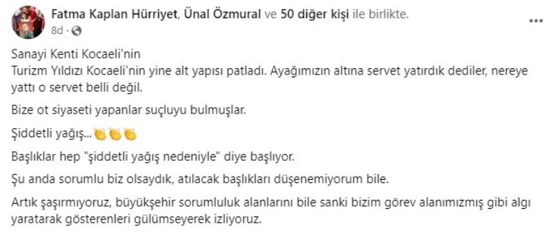 HÜRRİYET: BİZE OT SİYASETİ YAPANLAR, KOCAELİ’NİN YAĞMURDAN YİNE ALT YAPISI PATLADI!
