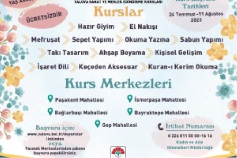 YASMEK KURSLARI BAŞLIYOR