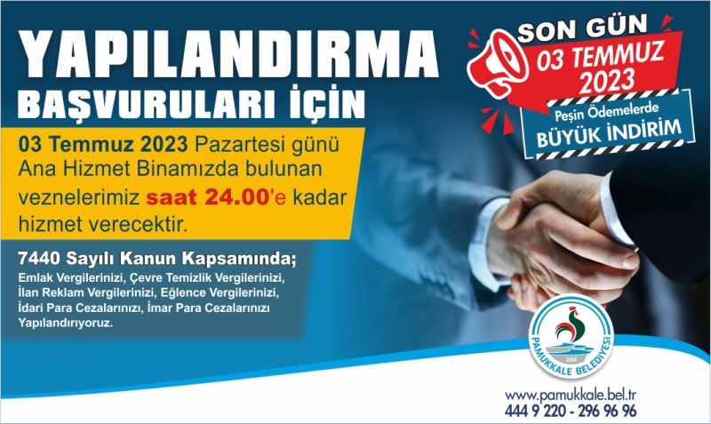 PAMUKKALE BELEDİYESİ VEZNELERİ GECE 24’E KADAR HİZMET VERECEK