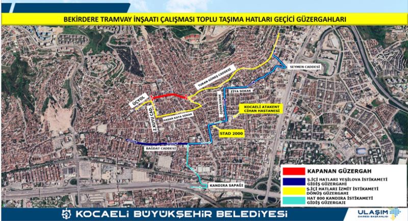 Bekirdere Tramvay İnşaatı Çalışması Toplu Taşıma Hatları Geçici Güzergahları