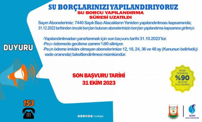 Su Borcu Yapılandırma Başvuru Süresi Uzatıldı