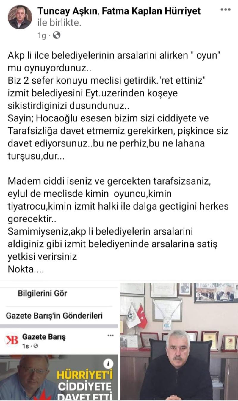TUNCAY AŞKIN’DAN AKP’Lİ HOCAOĞLUNA: