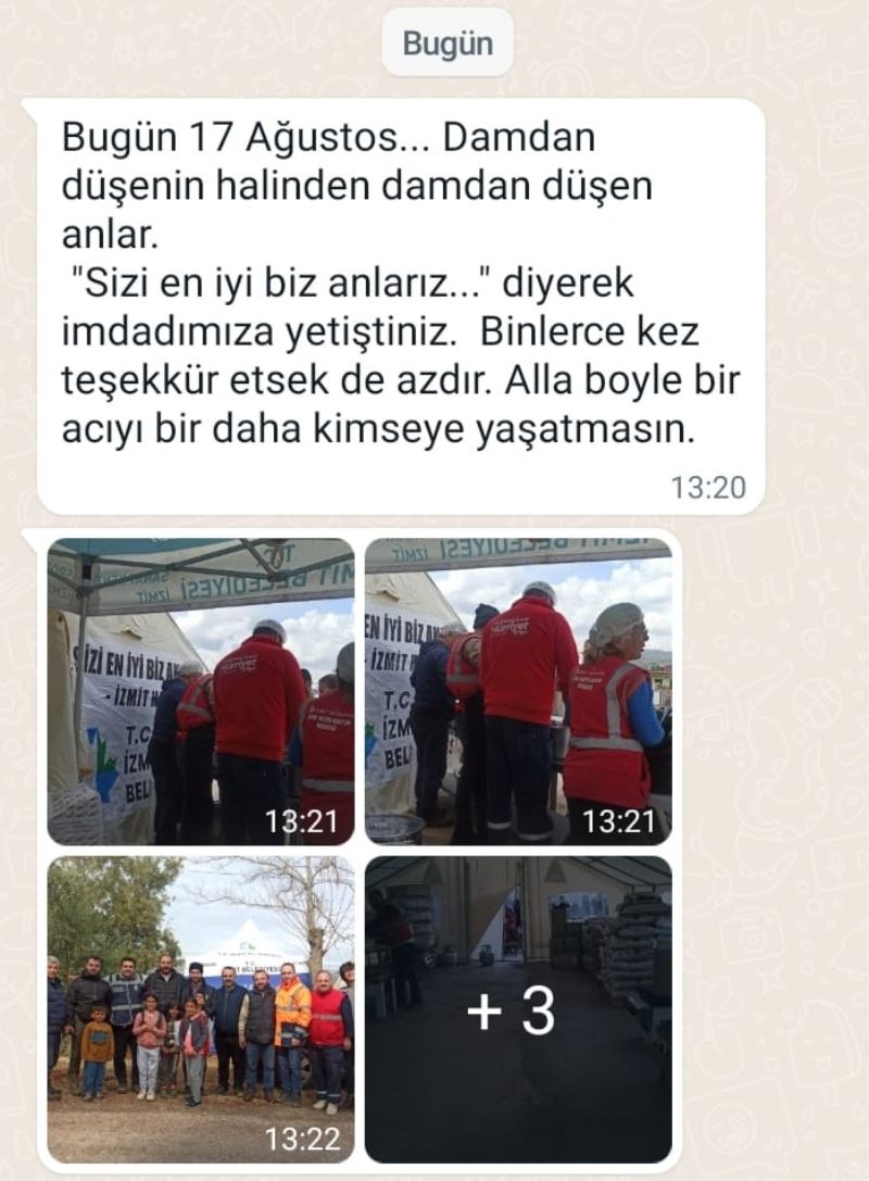 DEPREMZEDE VATANDAŞTAN İZMİT’E TEŞEKKÜR “SİZİ EN İYİ BİZ ANLARIZ DİYEREK İMDADIMIZA YETİŞTİNİZ”