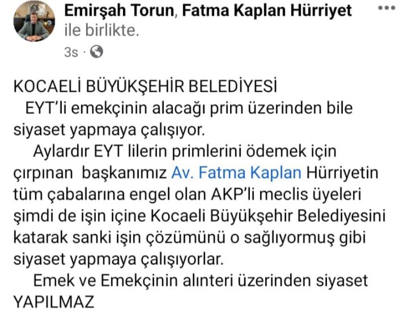EMİRŞAH TORUN: EMEKÇİNİN ALIN TERİ ÜZERİNDEN SİYASET YAPILMAZ!