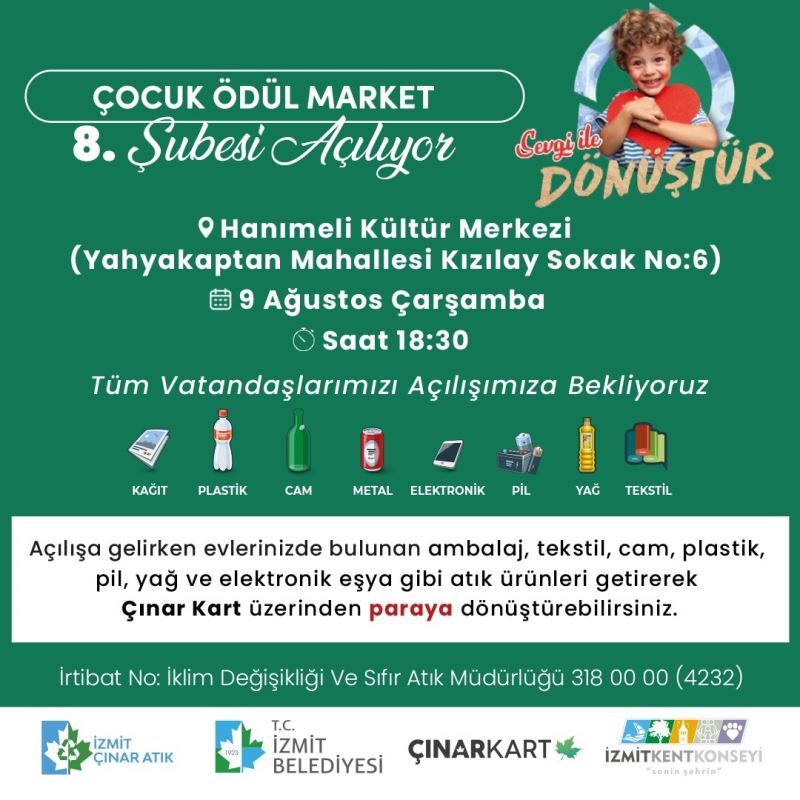 ÇOCUK ÖDÜL MARKET’İN 8’İNCİ ŞUBESİ  YAHYA KAPTAN MAHALLESİ’NDE AÇILIYOR