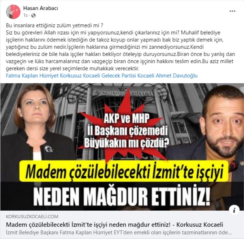 GELECEK PARTİSİ İL BAŞKANI ARABACI: BU İNSANLARA ETTİĞİNİZ ZULÜM YETMEDİ Mİ?