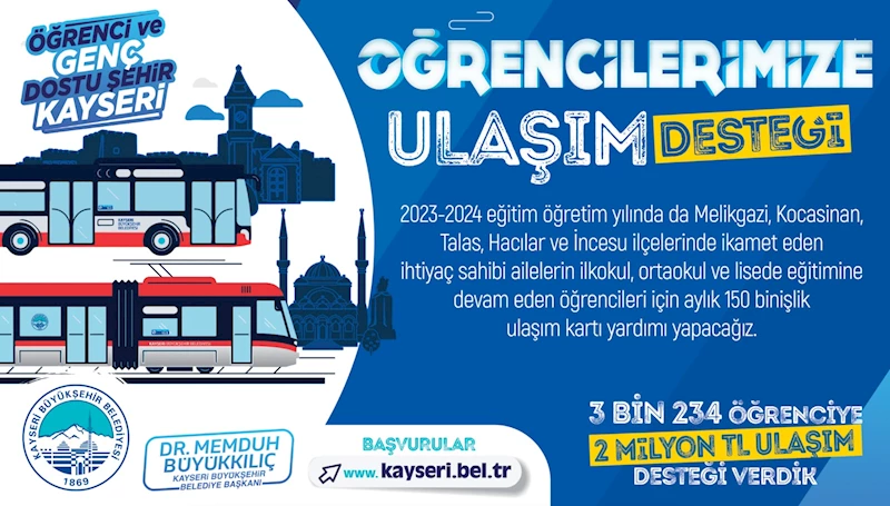 Öğrenci Dostu Başkan Büyükkılıç’tan Bir Destek Daha