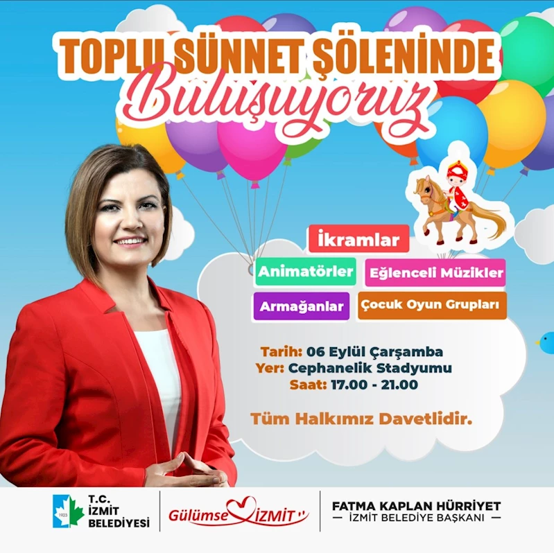 MİNİKLER VE AİLELERİ GELENEKSEL TOPLU SÜNNET ŞÖLENİNDE DOYASIYA EĞLENECEK
