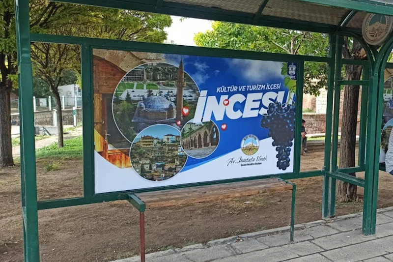 İlçemizde otobüs duraklarımız kültür ve turizm ilçesi İncesumuzun kültürel resimleri ile donatıldı.