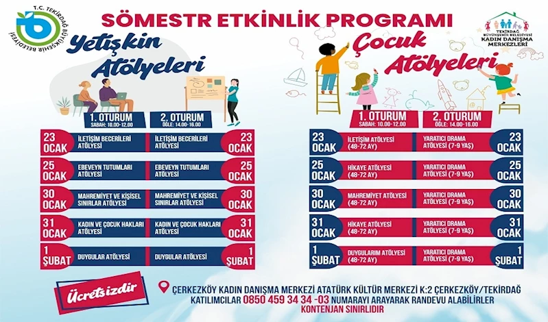 BÜYÜKŞEHİRDEN, YETİŞKİNLER VE ÇOCUKLAR İÇİN `SÖMESTR ETKİNLİKLERİ PROGRAMI