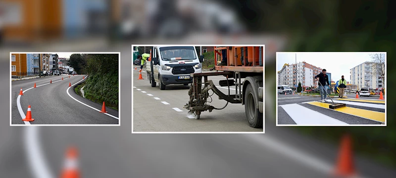 GİRESUN BELEDİYESİ YENİ ASFALTLANAN YOLLARA SON ŞEKLİNİ VERİYOR