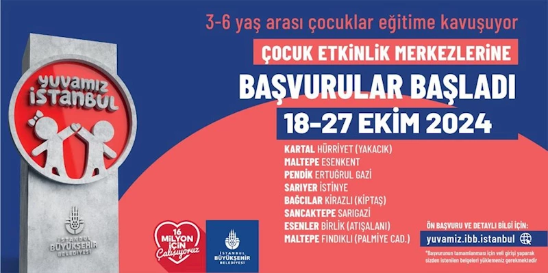 YUVAMIZ İSTANBUL’UN 8 YENİ MERKEZİ İÇİN BAŞVURULAR BAŞLADI