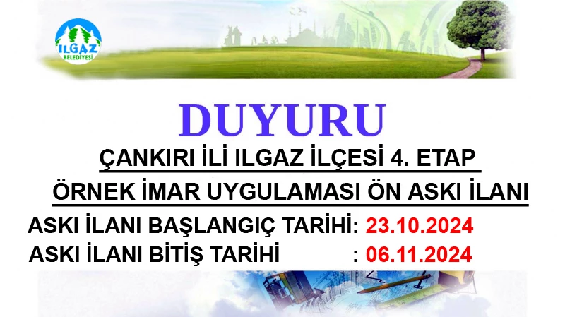 4. Etap Örnek İmar Uygulaması Ön Askı İlanı: Fatih ve Ziraat Mahalleleri