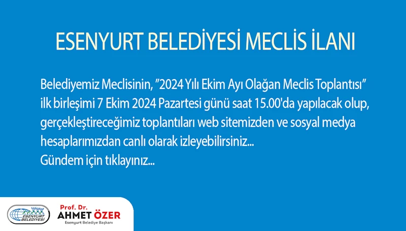 2024 YILI EKİM AYI MECLİS İLANI