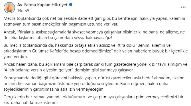 HÜRRİYET: ÜSTÜMÜZE ATILAN ÇAMURLARA SESSİZ KALMAYACAĞIZ!