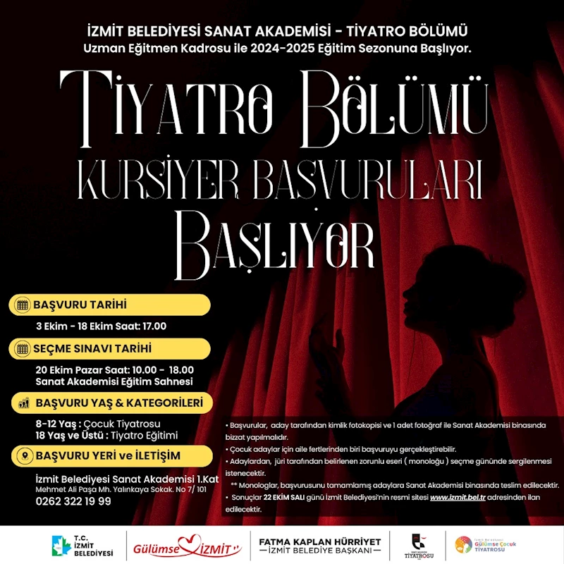 SANAT AKADEMİSİ TİYATRO BÖLÜMÜ YENİ DÖNEM BAŞVURULARI BAŞLADI!