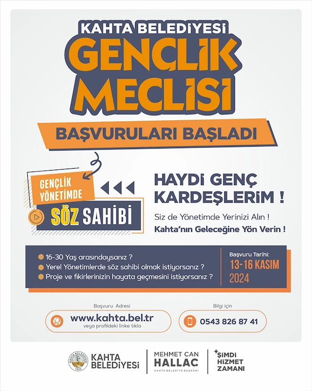 KAHTA BELEDİYESİ TARAFINDAN  GENÇLİK MECLİSİ KURULUYOR