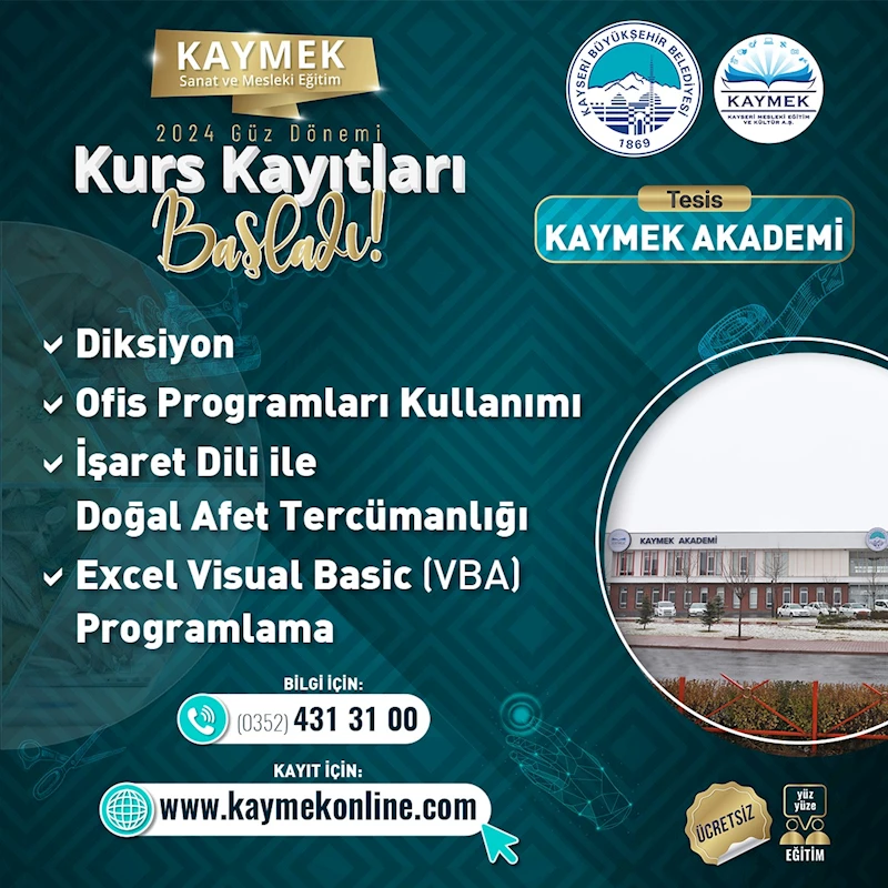 Büyükşehir KAYMEK’in Yeni Kurslarına Kayıtlar Başladı