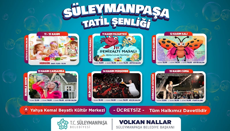 Süleymanpaşa Belediyesinden Çocuklara Ara Tatil Müjdesi