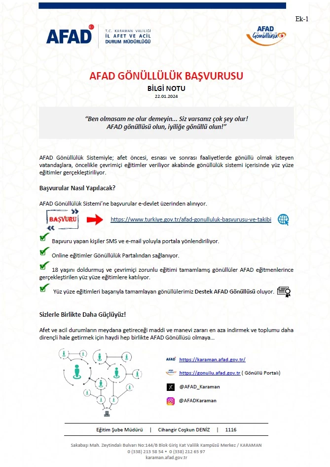 AFAD GÖNÜLLÜSÜ OLUN, İYİLİĞE GÖNÜLLÜ OLUN