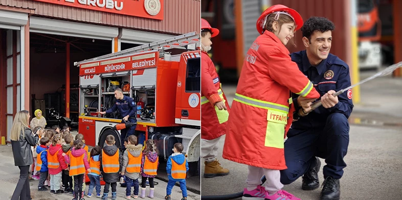 Büyükşehir İtfaiyesinin minik ziyaretçileri