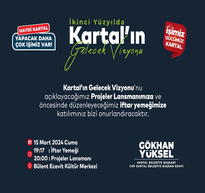 BAŞKAN YÜKSEL CUMHURİYET’İN İKİNCİ YÜZYILINDA KARTAL’IN GELECEK VİZYONUNU AÇIKLAYACAK