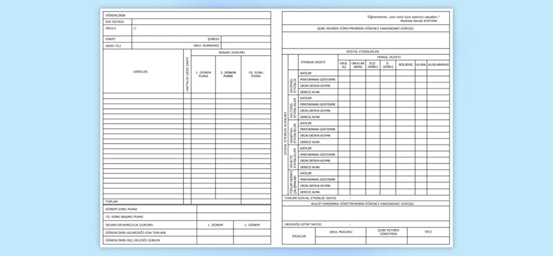 ÖĞRENCİLERE SOSYAL ETKİNLİK İÇERİKLİ YENİ KARNELER DAĞITILACAK
