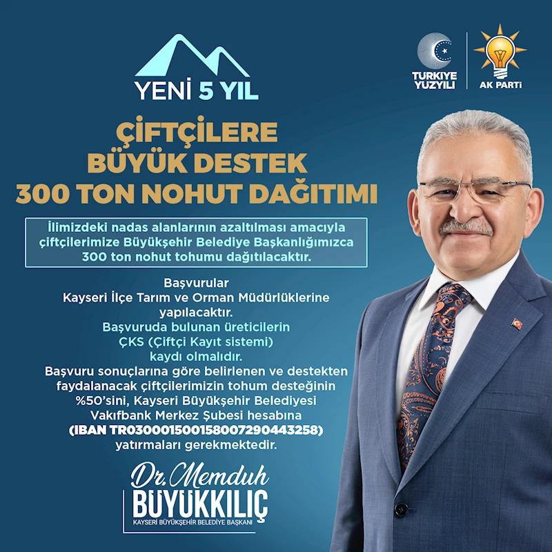Duyuru - Çiftçilere Büyük Destek, 300 Ton Nohut Tohumu Dağıtımı