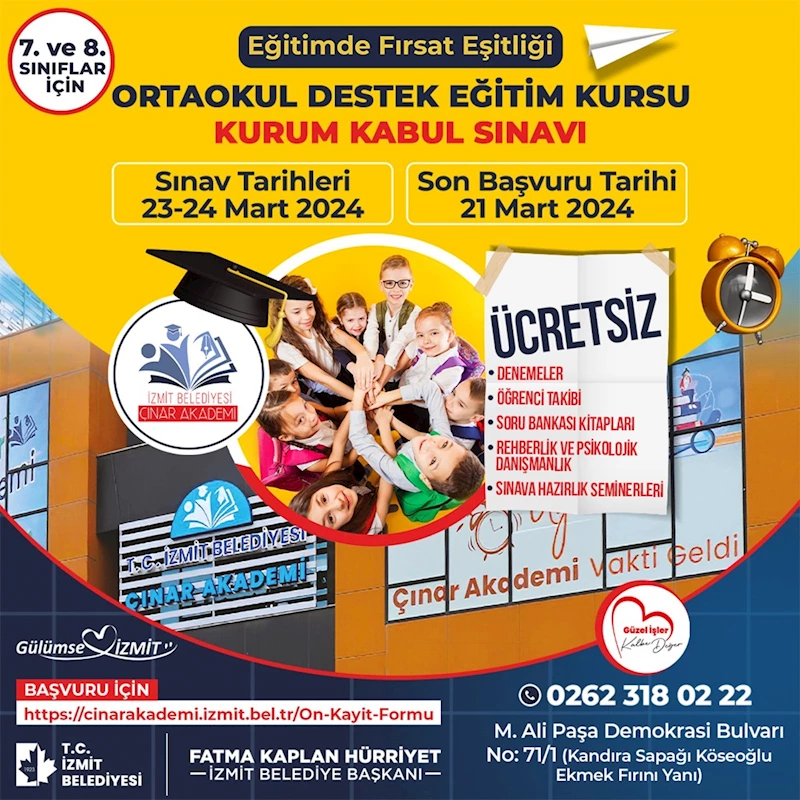 İZMİT BELEDİYESİ ÇINAR AKADEMİSİ HİZMET KAPASİTESİNİ ARTTIRIYOR
