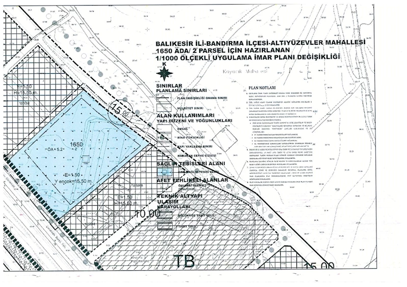 600 EVLER MAHALLESİ 1650 ADA 2 PARSELDE UYGULAMA İMAR PLANI DEĞİŞİKLİĞİ