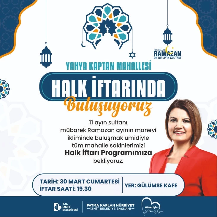 İZMİT BELEDİYESİ HALK İFTARLARI YAHYAKAPTAN MAHALLESİNDE DEVAM EDECEK