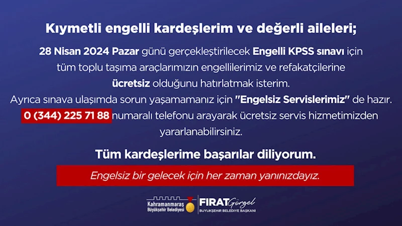Büyükşehir’den EKPSS’ye Girecek Vatandaşlara Ulaşım Desteği