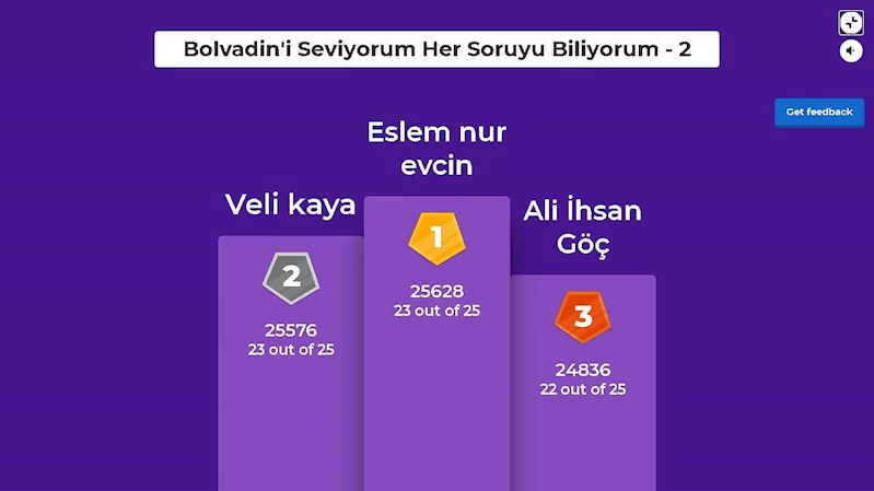 “BOLVADİN’İ SEVİYORUM HER SORUYU BİLİYORUM SONUÇLARI 