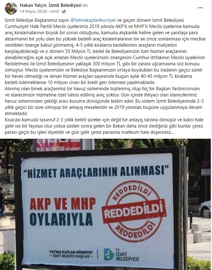 HÜRRİYET’İN DANIŞMANI’NDAN ‘KAMUDA TASARRUF’ YORUMU: “KAMUDA TASARRUF 2019’DAN BU YANA İZMİT BELEDİYESİNDE BİR ANLAYIŞ MESELESİDİR”