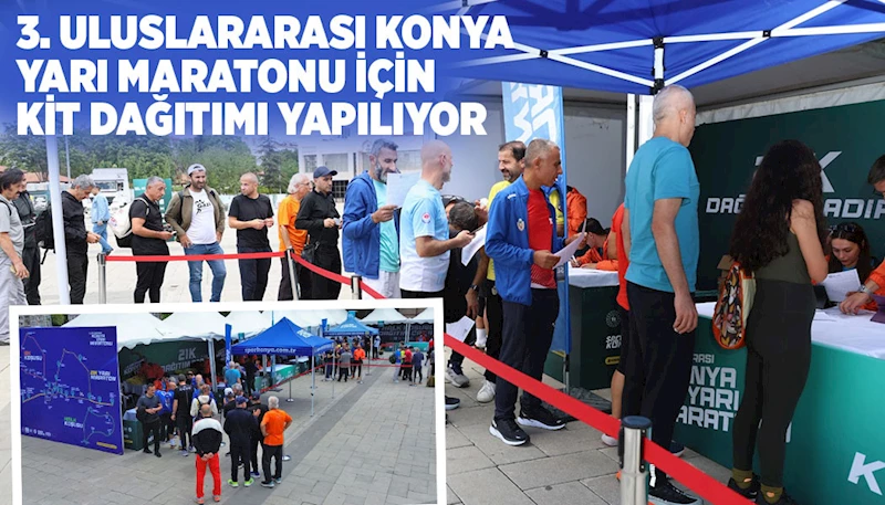 3. ULUSLARARASI KONYA YARI MARATONU İÇİN KİT DAĞITIMI YAPILIYOR