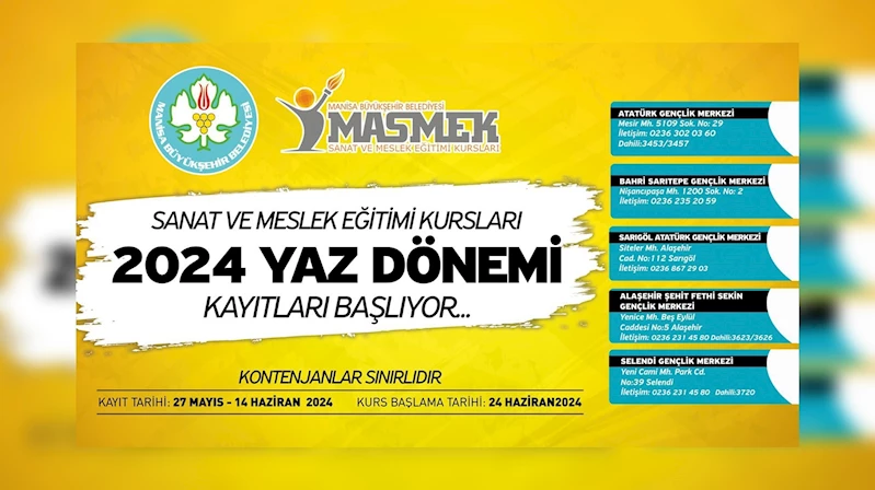 MASMEK 2024 Yaz Dönemi Kurs Kayıtları Başlıyor