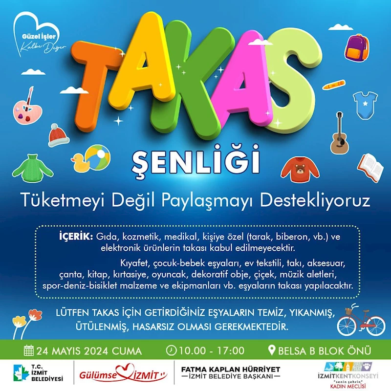 İZMİT’TE TAKAS ŞENLİĞİ: PAYLAŞMAYI DESTEKLİYORUZ