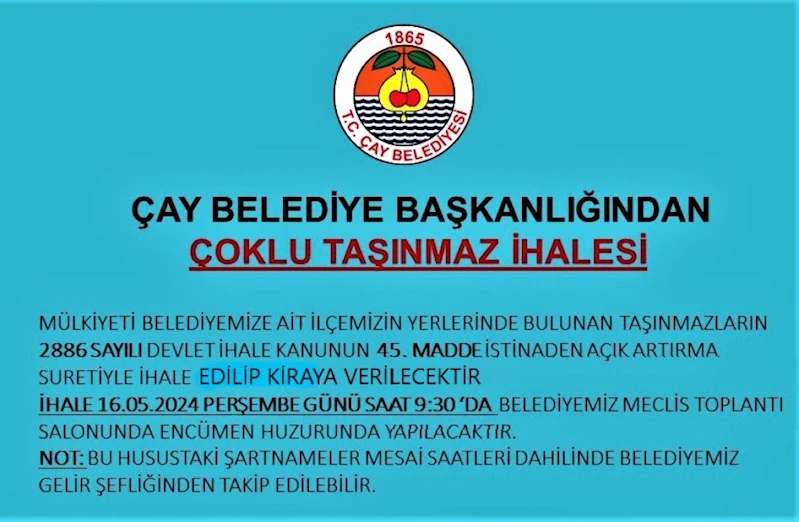 ÇAY BELEDİYE BAŞKANLIĞINDAN