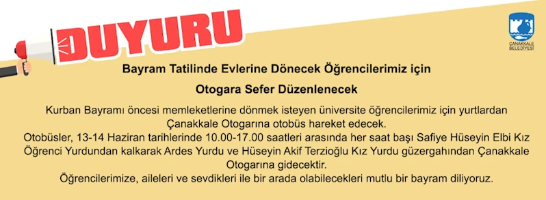 Bayram Tatilinde Evlerine Dönecek Öğrencilerimiz için Otogara Sefer Düzenlenecek
